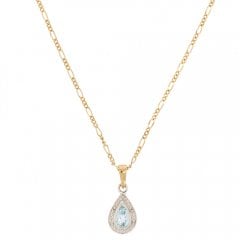 Vintage 9ct Gold Aquamarine & Diamond Pendant