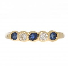 Vintage Antique Gold Sapphire & Diamond Five Stone Ring