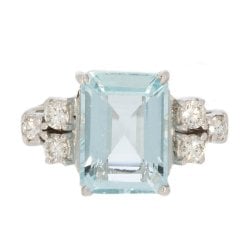 Vintage Aquamarine & Diamond Dress Ring