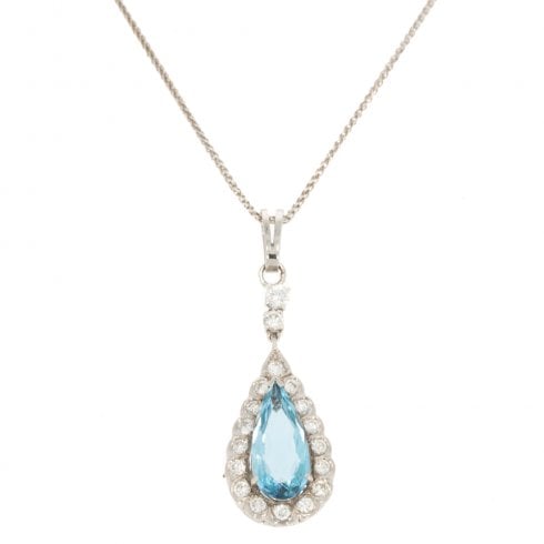 Vintage Aquamarine & Diamond Pendant