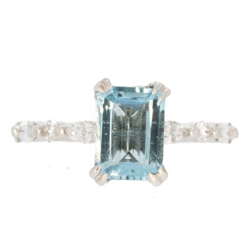 Vintage Aquamarine & Diamond Ring