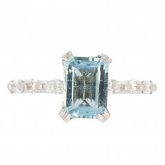 Vintage Aquamarine & Diamond Ring