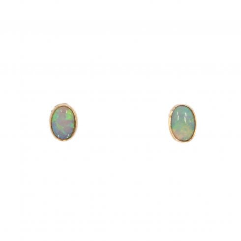 Vintage Black Opal Stud Earrings