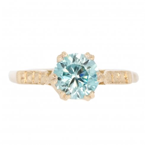Vintage Blue Zircon Solitaire Ring