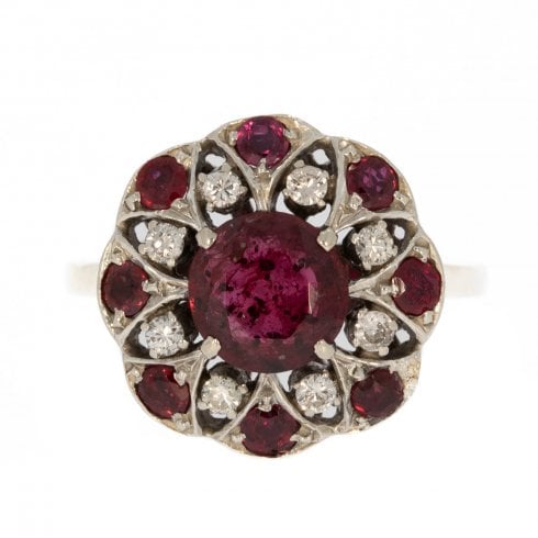 Vintage c.1950s Ruby & Diamond Cluster Ring
