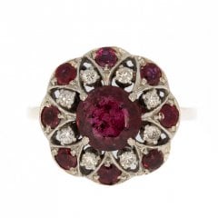 Vintage c.1950s Ruby & Diamond Cluster Ring