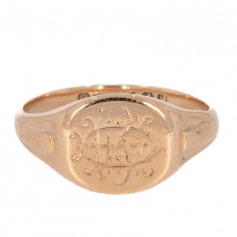 Vintage c1930's Rose Gold Oval Signet Ring