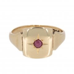 Vintage c1940's Ruby Set Signet Ring