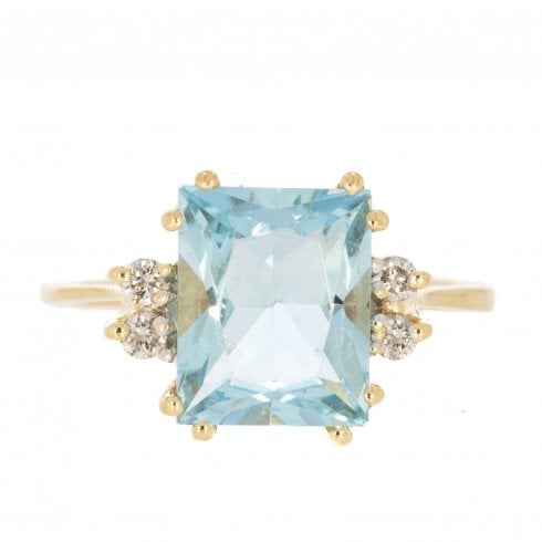 Vintage c1950's Aquamarine & Diamond Ring