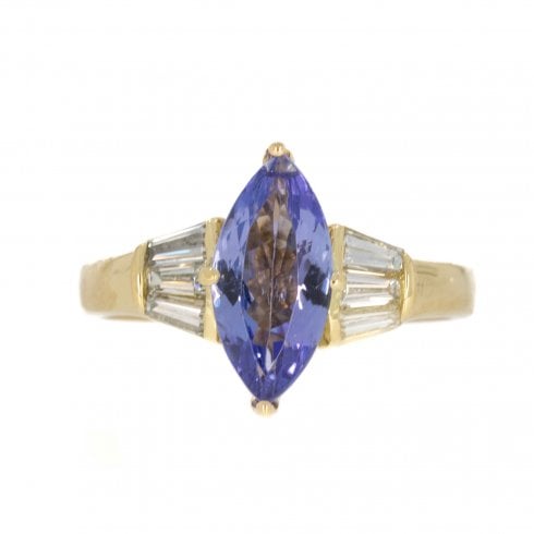 Vintage c1950's Gold Tanzanite & Diamond Dress Ring