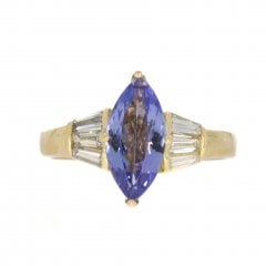 Vintage c1950's Gold Tanzanite & Diamond Dress Ring