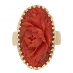 Vintage c1960's Gold Carved Coral Dress Ring