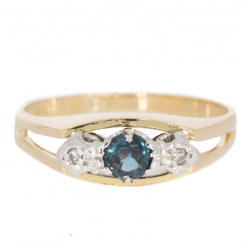 Vintage c1960's Gold Sapphire & Diamond Three Stone Ring