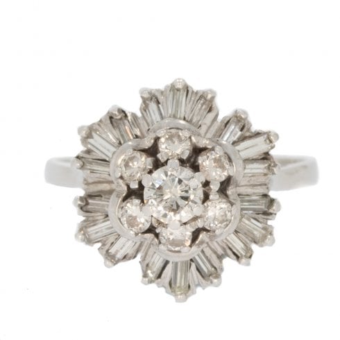 Vintage c1960's Mixed Cut Diamond Cluster Ring