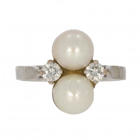 Vintage c1960's Pearl & Diamond Dress Ring