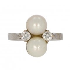 Vintage c1960's Pearl & Diamond Dress Ring