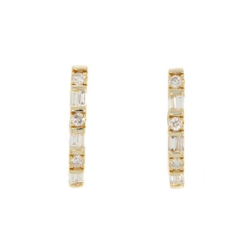 Vintage Diamond 14ct Gold Half Hoop Earrings