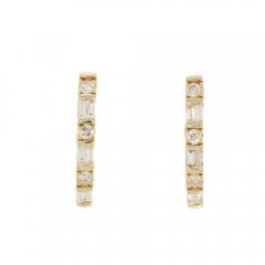 Vintage Diamond 14ct Gold Half Hoop Earrings
