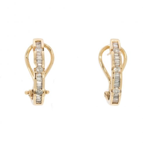 Vintage Diamond Half Hoop Earrings