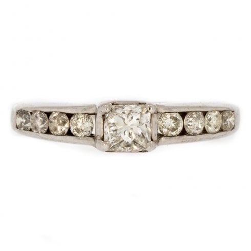 Vintage Diamond Solitaire 18ct White Gold Ring