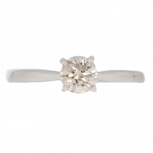 Vintage Diamond Solitaire White Gold Ring