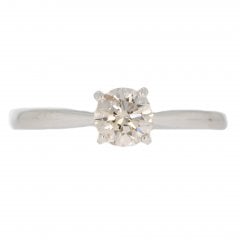 Vintage Diamond Solitaire White Gold Ring