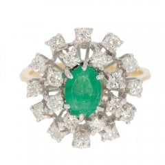 Vintage Emerald & Diamond Cluster Ring