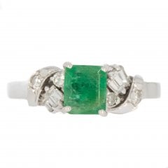 Vintage Emerald Diamond Dress Ring