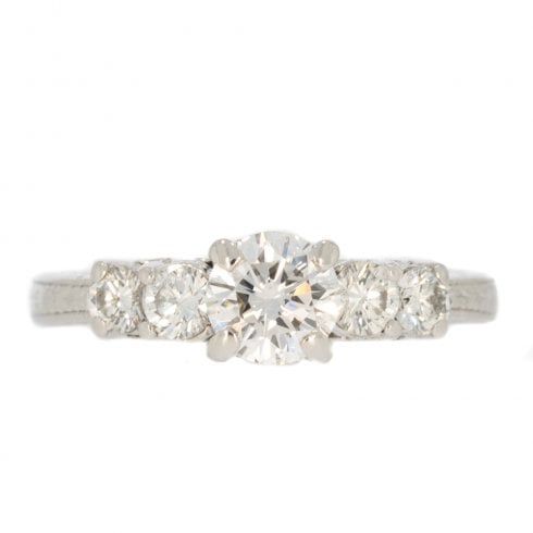Vintage Engraved Diamond Five Stone Ring