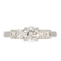 Vintage Engraved Diamond Five Stone Ring