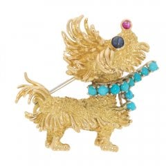 Vintage Gem Set Terrier Brooch