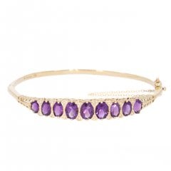 Vintage Gold Amethyst & Diamond Bangle