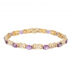 Vintage Gold Amethyst & Diamond Bracelet