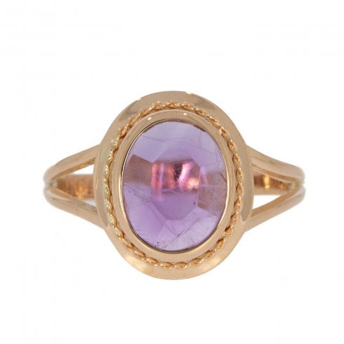 Vintage Gold Amethyst Single Stone Ring