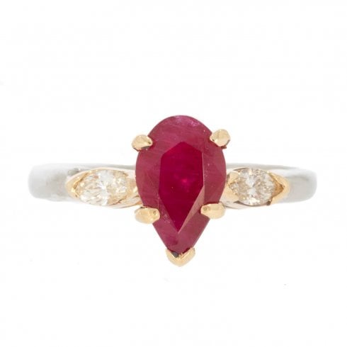 Vintage Gold and Platinum Ruby & Diamond Ring