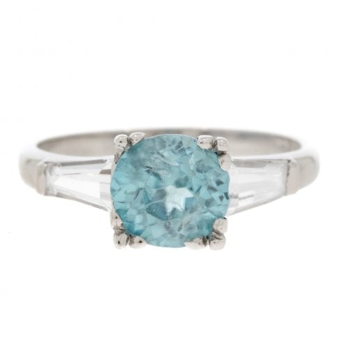 Vintage Gold Blue Zircon Solitaire Ring