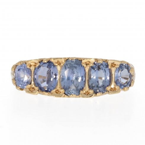 Vintage Gold Ceylon Sapphire Five Stone Ring