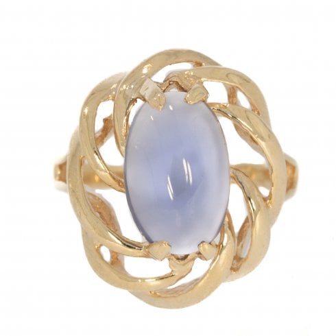 Vintage Gold Chalcedony Dress Ring