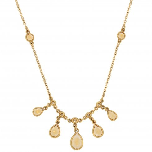 Vintage Gold Citrine & Diamond Necklace