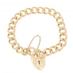 Vintage Gold Curb Bracelet with Heart Padlock