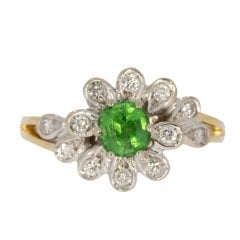 Vintage Gold Demantoid Garnet & Diamond Ring