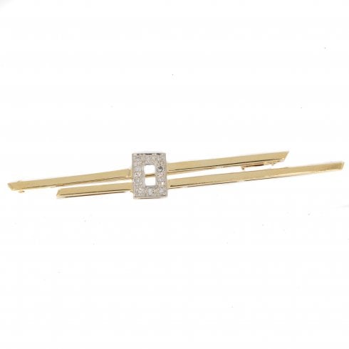 Vintage Gold Diamond Bar Brooch