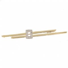 Vintage Gold Diamond Bar Brooch