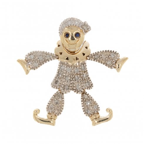Vintage Gold Diamond Clown Pendant