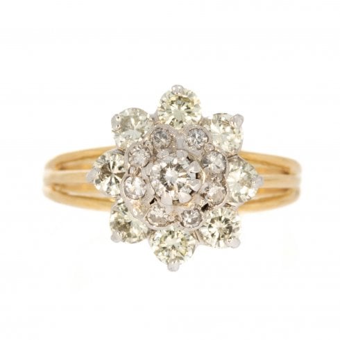 Vintage Gold Diamond Cluster Ring