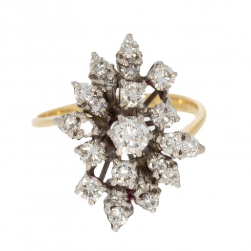 Vintage Gold Diamond Cluster Ring