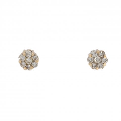Vintage Gold Diamond Cluster Stud Earrings