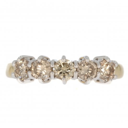 Vintage Gold Diamond Five Stone Ring