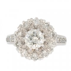 Vintage Gold Diamond Halo Cluster Ring