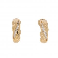 Vintage Gold Diamond Hoop Earrings